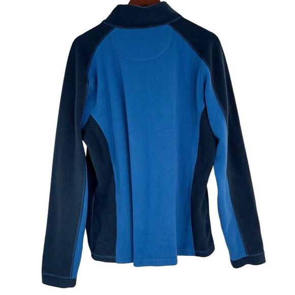 L.L. Bean Mens Blue Colorblocked 1/4th Zip Pullover Fleece Sweatshirt Large - Picture 2 of 9